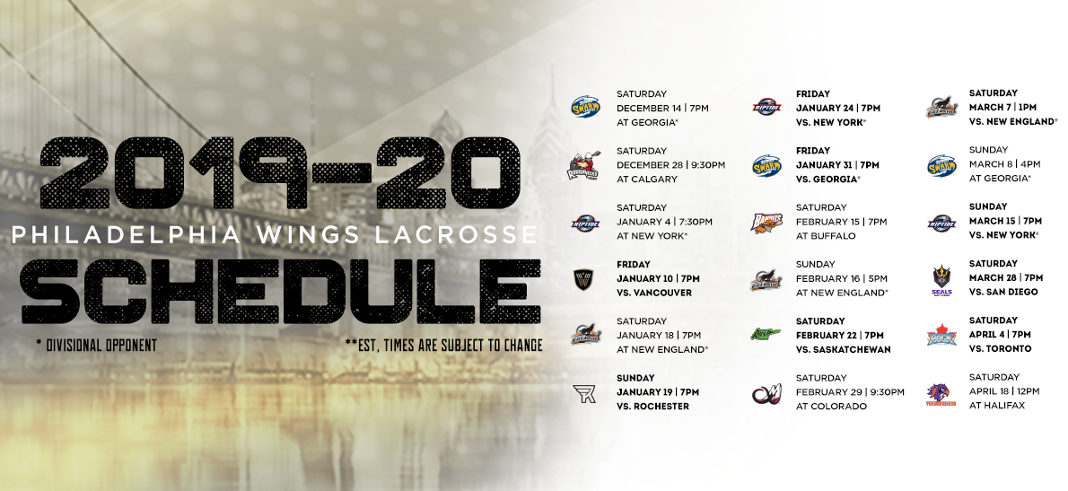 Schedule - Philadelphia Wings Lacrosse